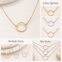 Collier pendentif cercle ouvert personnalisé, chaîne en métal, bijoux minimalistes tendance pour les grossistes