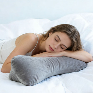 Lumbar Support Cushion Rectangle Gray Polyester Cotton Chair Back Pillow For Long Sitting Car Office Use - Product Image 1