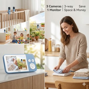 Babyphone vidéo avec audio bidirectionnel, détection de mouvement, Wi-Fi 2,4 GHz, résolution 720P, stockage local (jusqu'à 128 Go sur carte SD) - Product Image 6