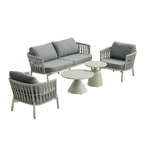 Conjunto de sofás de jardín para exteriores con estructura de aluminio, diseño contemporáneo impermeable para patio, terraza y piscina, muebles de 4 plazas - Product Image 1