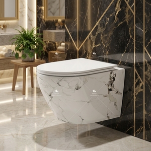 <span class=keywords><strong>WC</strong></span> suspendu mural de style luxe moderne pour salle de bain, en céramique marbrée, gain de place - Product Image 3
