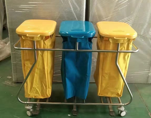 Ziekenhuis Verpleegkundige Schoonmaak Trolley Roestvrij Staal Medische 3 Zak 2 Zak Wasmiddel Inzamelwagen - Product Image 3