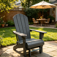 Chaise Adirondack pliable en plastique toutes saisons avec repose-pieds escamotable et réglable pour foyer extérieur