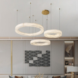 <span class=keywords><strong>Lustre</strong></span> LED Postmoderne Simple en Imitation Marbre Doré pour Salon Nordique, Maison Duplex, Villa, Salle à Manger, Chambre et Bureau - Product Image 3