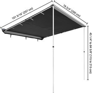 Auvent de véhicule avec revêtement occultant, auvent rétractable pour toit de voiture, support de toit latéral pour SUV, camion, hayon, camping en plein air - Product Image 6