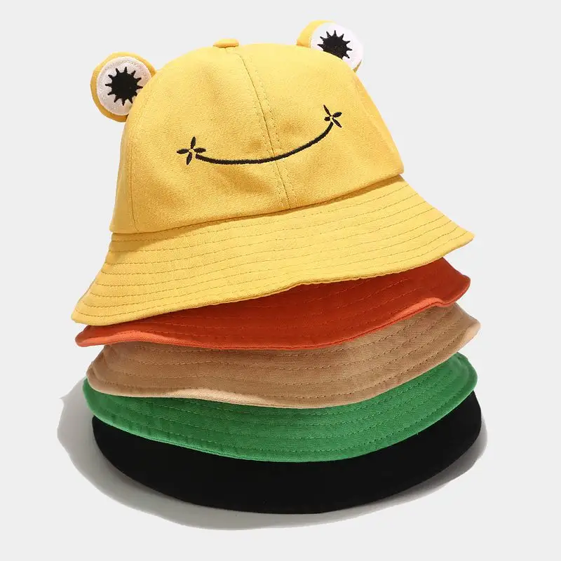 Parent-Kid Frog Bucket Hat Panama Fishing Cap Cartoon Cute Hats For Women Men Outdoor Sun Fisherman Caps wide brim bucket hat