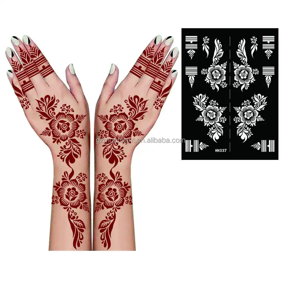 Hot Bán Tái Sử Dụng Nở Tăng Ấn Độ Henna Hình Xăm Stencil Tạm Thời Cơ Thể Nghệ Thuật Mẫu Cho Tay Và Chân