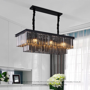 Villa Living Room 3-Color Dimmable LED Lighting Restaurant <strong>Crystal</strong> Chandelier American Modern and Simple Style Long Strip D - Product Image 2