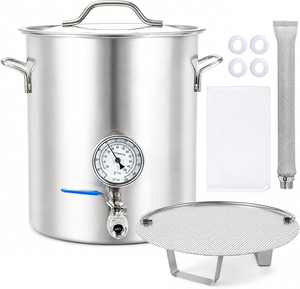 Wellbom Kit per la produzione di birra artigianale da 20L e 40L, moderno, <span class=keywords><strong>in</strong></span> acciaio inossidabile, con termometro, fondo composito e tripla filtrazione - Product Image 2