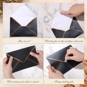 Sobres de invitaciones elegantes con solapa en V A7 con borde dorado para tarjetas de regalo de boda fiestas de graduación Baby Shower - Product Image 5