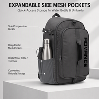 Sac à dos convertible 17 pouces avec poignée de compression et sangle de transport pour ordinateur portable, idéal pour les courts trajets