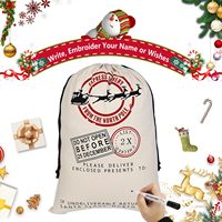 Grands sacs cadeaux de Noël en toile de coton avec cordon de serrage, réutilisables pour bonbons, chaussettes de Noël, cadeaux de fête, Pôle Nord, Bureau de Poste