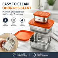 Saladedressingcontainers Vierkant Stapelbaar BPA-vrij Roestvrijstalen lunchboxen Siliconen deksels Herbruikbaar Klein Draagbaar voor school