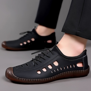 Men's Summer High Top Outdoor <b>Flat</b> <b>Sandals</b> Soft PU Upper Custom Walk Style Light Breathable Comfortable - Product Image 4