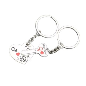 Llavero <span class=keywords><strong>de</strong></span> Pareja con Forma <span class=keywords><strong>de</strong></span> Corazón y Candado, Grabado con Te Amo, Llavero Metálico para Enamorados, Regalo para Aniversario o San Valentín - Product Image 5