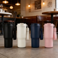 Nouveau gobelet à café en acier inoxydable à double paroi, avec couvercle à double fonction, gobelet isotherme sous vide, mug à café de voyage avec infuseur à thé