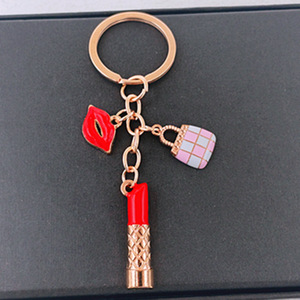 Nuevo Llavero Creativo Vintage con Colgante, Accesorio para Mujer, Lápiz Labial Blanco y Negro, Lazo, Diamante, Colgante Rojo para Bolso, para Niños - Product Image 2