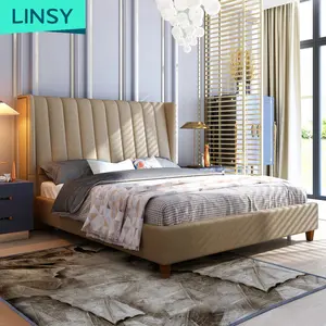 Linsy Luxus gepolsterte Schlafzimmer-Sets Einzel Queen King Size Bett Zimmer Modernes Hotel Home Frame Schlafzimmer möbel Bett Rax2A