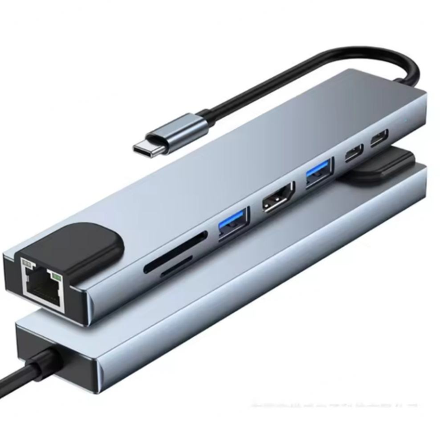 8 in 1 USB-C Hub Dock with Aluminum Alloy 4K 30Hz Ethernet USB 3.0 PD Charging Type c Docking Station for Mac-in Stock