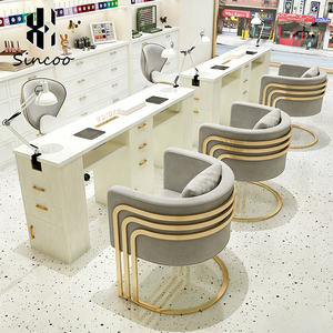 Moderna Mesa de Manicura Blanca de Madera y Metal con Silla, Set de Lujo para Salón de Belleza, Mesa de Uñas Individual, Duradera y Ecológica - Product Image 5