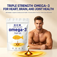 Huile de poisson oméga 3 pour adultes en gélules molles, marque privée, RTG, absorption élevée, triple concentration EPA DHA, améliore l'immunité, huile de poisson des grands fonds