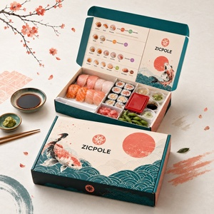 Boîte <span class=keywords><strong>à</strong></span> <span class=keywords><strong>sushi</strong></span> en papier biodégradable robuste et personnalisée avec séparateurs pour la restauration, la vente <span class=keywords><strong>à</strong></span> emporter et l'emballage alimentaire - Product Image 2