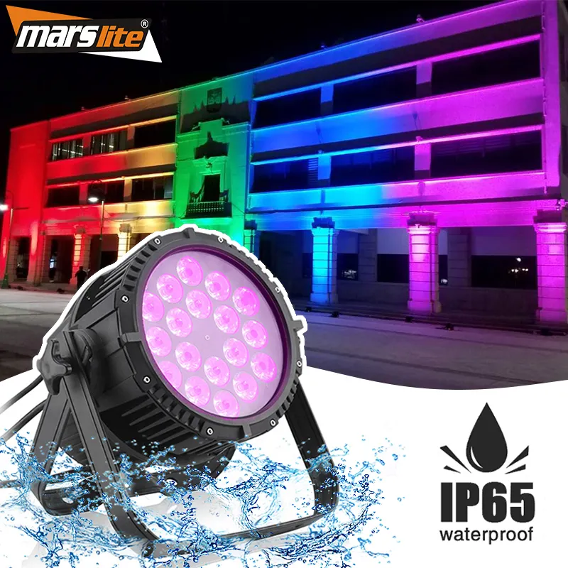 Marslite 18x18w RGBWA UV 6in1 Impermeável Led Par Luz Exterior Uplight IP65 DJ Stage Par Luz