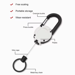 XXH-Quick <span class=keywords><strong>Porte</strong></span>-clés rétractable avec logo personnalisé <span class=keywords><strong>Porte</strong></span>-clés rétractable en fil d'acier antivol Multitool <span class=keywords><strong>Badge</strong></span> Reel Carebiner <span class=keywords><strong>Porte</strong></span>-clés pour l'escalade en plein air - Product Image 2