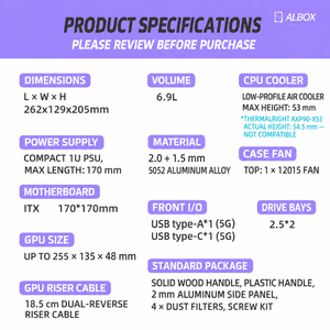 <span class=keywords><strong>Case</strong></span> per Computer Mini ITX P16 6.9L <span class=keywords><strong>Mid</strong></span> <span class=keywords><strong>Tower</strong></span> in Alluminio 5052 SFF per GPU da 255mm e Alimentatore 1U con USB-C Disponibile - Product Image 5