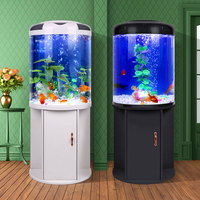 Aquarium Moderne Semi-Circulaire pour Poissons Rouges, pour Salon, Maison, Petite Taille, Verre Haute Définition, Économie d'Énergie Intelligente