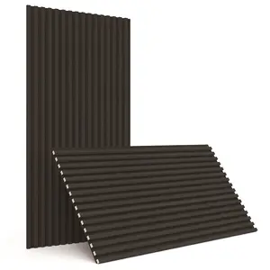 Sunwing 3 Faces Black Wood Slat Acoustic Wall Panel | Stock In US | 2-Pack 23.5'' X 47.2'' 3D Fluted Soundproof Wall Panelling