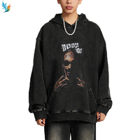 Sweat-shirt graphique surdimensionné Hip Hop Rap pour homme, vintage, noir, effet délavé, portrait de Snoop Dogg