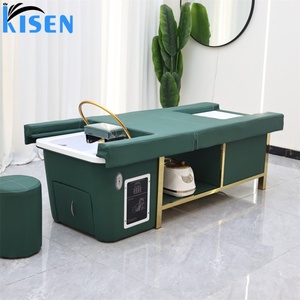 Kisen Lit de lavage de cheveux professionnel le plus vendu avec bac à pédicure, machine de spa capillaire à circulation d'eau et fumigation - Product Image 3