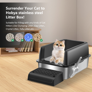 Caja de arena para mascotas de Metal ecológica, bandeja de limpieza, bandeja de arena para gatos de acero inoxidable de gran tamaño, caja de arena antideslizante para gatos - Product Image 4