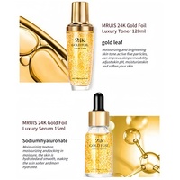 Set de Cosméticos Coreanos de Lujo de Oro de 24k Cuidado de la Piel Orgánico Blanqueador y Aclarante con Tónico Loción Crema Facial Niacinamida y Vitamina C
