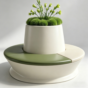 Taburete de fibra de vidrio para árboles, mobiliario moderno personalizado para exteriores, banco jardinero resistente a la intemperie para parques comunitarios - Product Image 2