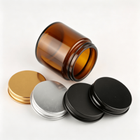 Pot en verre ambré vide de 100g pour cosmétiques et soins de la peau, à large ouverture, pour crème visage et beurre corporel