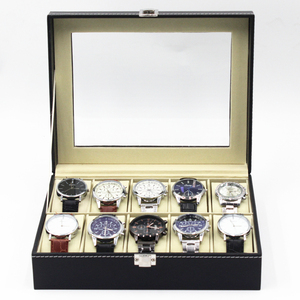 <span class=keywords><strong>Organizador</strong></span> de <span class=keywords><strong>Relojes</strong></span> de Pulsera para <span class=keywords><strong>Hombre</strong></span> con 10 Ranuras, Exhibidor de Vidrio con Múltiples Compartimentos, Caja de Almacenamiento de Cuero de Lujo para Colecciones de <span class=keywords><strong>Relojes</strong></span> - Product Image 2