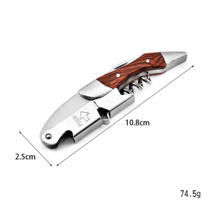 Sacacorchos para camareros, abridor <span class=keywords><strong>de</strong></span> botellas <span class=keywords><strong>de</strong></span> vino tinto, <span class=keywords><strong>de</strong></span> acero inoxidable con mango <span class=keywords><strong>de</strong></span> madera, regalo para bar, venta al por mayor - Product Image 3