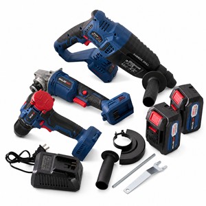 3-Piece 100mm Angle Grinder 21V Electric Drill 21V Brushless Cordless Lithium Battery Hammer Power Tool Set For DIY Home