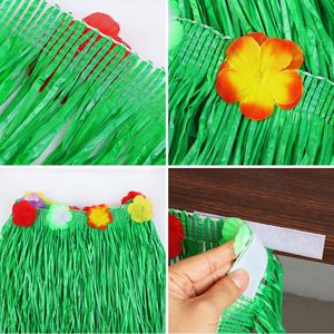 Falda de <span class=keywords><strong>mesa</strong></span> de fiesta Hawaiana de hierba de paja Luau Leis superventas Decoraciones de fiesta Luau <span class=keywords><strong>para</strong></span> fiesta de verano hawaiana - Product Image 4