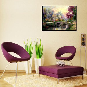 Quadro Decorativo per la Casa con Stampa Paesaggistica, Castello e Ponte, Stile Moderno, su Tela in Poliestere 40x30, Stampa Digitale - Product Image 2