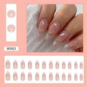 Faux <span class=keywords><strong>ongles</strong></span> français à appliquer en gel, 24 pièces avec logo personnalisé, vente en gros de pointes d'<span class=keywords><strong>ongles</strong></span> courts et épais - Product Image 5