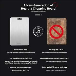 เขียงสแตนเลสสำหรับหั่นผักผลไม้เนื้อสัตว์แผ่น304พรีเมี่ยมใช้กับเครื่องล้างจานได้หลายขนาด - Product Image 5