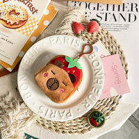 Cross-border TikTok fruit hoed Kapila drukverlichtende pluche speelgoed nul portemonnee schattige capibara hanger headset opbergpop grabber