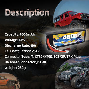 VSVAW Lipo 2S 7.6V pil 4800mAh 80C sert çanta Lipo pil yarış serisi EC5 fiş ile RC araba tekne ralli kamyon Buggy için - Product Image 3