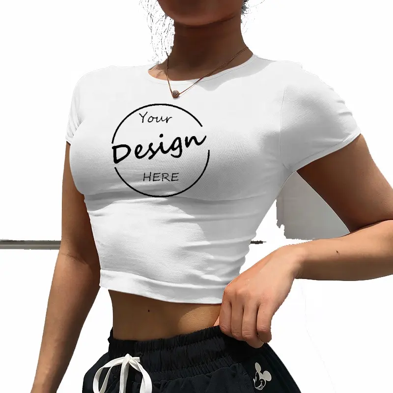 Custom Women Crop Top Ladies Slim Fit Tight Short T Shirts Custom Design Crop Wholesale Customization Women's T-shirts Crop Tops