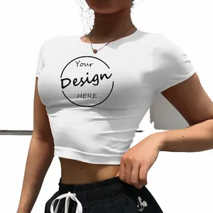 Custom Women Crop Top Ladies Slim Fit T-shirt corte attillate Custom Design Crop personalizzazione all'ingrosso T-shirt da donna Crop Top