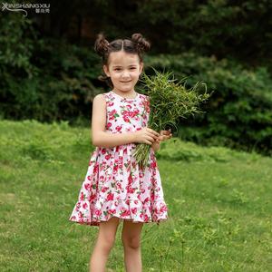 Bambini di estate dei vestiti increspature senza maniche lavorato <span class=keywords><strong>a</strong></span> <span class=keywords><strong>maglia</strong></span> del bambino del cotone floreale delle ragazze del vestito - Product Image 2