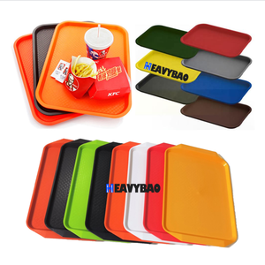 Heavybao Different Color Non-slip Rectangular Plastic Fast Food <strong>Snacks</strong> Serving <strong>Trays</strong> for Restaurant - Product Image 1